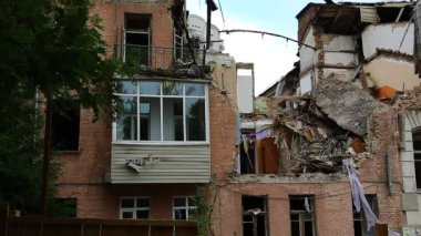 Ukrayna, Kiev 'deki gaz patlaması sonrası yıkıntılar. Evin gaz patlaması sonucu tahrip edilmesi, bina yıkılacak.