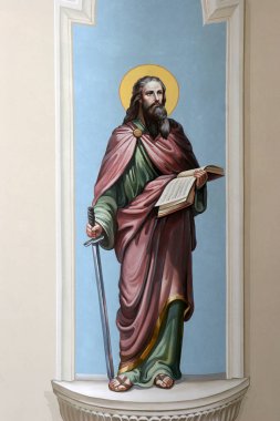 Saint Paul, fresco in the parish church of the Exaltation of the Holy Cross in Oprisavci, Croatia