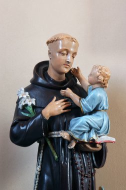 Saint Anthony of Padua holding the baby Jesus, statue in the parish church of Holy Three Kings in Karlovac, Croatia