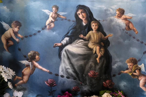 Virgen María Con Niño Jesús Altar Nuestra Señora Kamenita Vrata —  Fotos de Stock