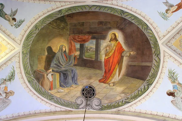 Objawienie Się Jezusa Maryi Freski Kościele Parafialnym Trójcy Świętej Karlovcu — Zdjęcie stockowe