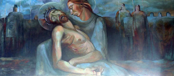 Droga Krzyżowa Ciało Jezusa Usunięte Krzyża National Shrine Saint Joseph — Zdjęcie stockowe