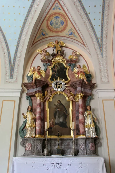 Altar Johannes Nepomuk Församlingskyrkan Our Lady Snow Dubovac Karlovac Kroatien — Stockfoto