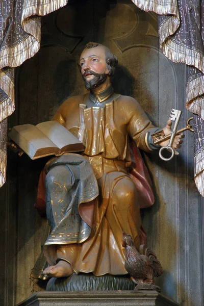 Sint Pieter Standbeeld Het Altaar Van Sint Pieter Parochiekerk Van — Stockfoto