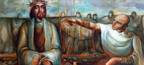 耶稣在克罗地亚卡尔洛瓦茨的圣约瑟夫国家神龛被判处死刑 图库照片