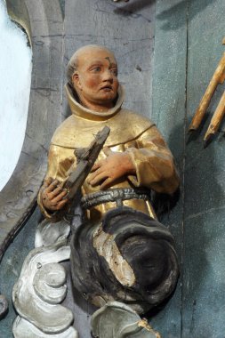 Hırvatistan 'ın Krapina kentindeki İskenderiyeli Aziz Catherine Kilisesi' nin 14 kutsal yardımcısının mihrabında Aziz Anıtı