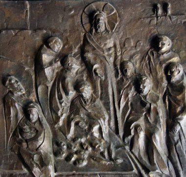 Aziz Peter Kilisesi 'nin, Celile Denizi' nin, Tabgha 'nın, İsrail' in kapılarının detayları.