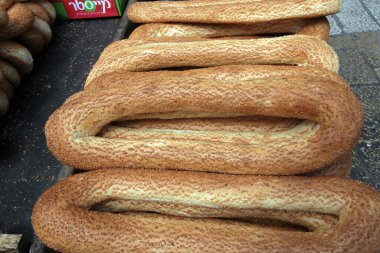 Arap Mahallesi pazarında susamlı ekmek Eski Kudüs, İsrail
