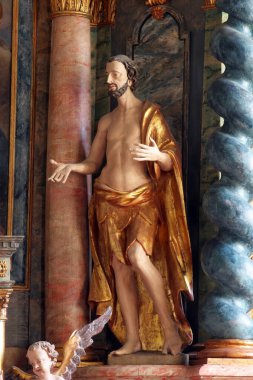 Aziz Dismas, Hırvatistan 'ın Klenovnik kentindeki Kutsal Üçlü Kilisesi' nin mihrabında heykel