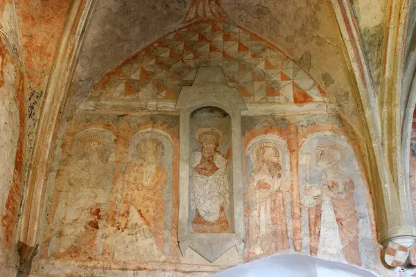 stock image Old fresco in the church of St. Brice of Tours in Kalnik, Croatia