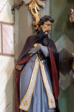 Statue of Saint on altar of Saint Anthony of Padua in the Parish Church of Exaltation of the Holy Cross in Kriz, Croatia
