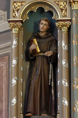 Saint Anthony of Padua, statue on the altar of Saint Florian in the church of the Saint Peter in Ivanic Grad, Croatia