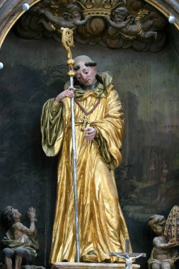 Hırvatistan 'ın Kotari kentindeki Noblac Kilisesi' nin mihrabındaki Aziz Leonard heykeli.