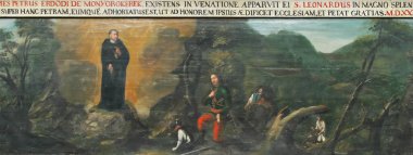 Kont Erdoğan ve Aziz Leonard, Hırvatistan 'ın Kotari kentindeki Noblaklı Aziz Leonard Kilisesi' nin sunağı.