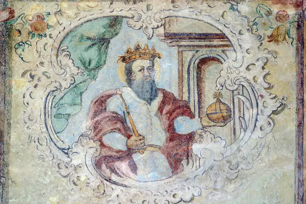 stock image Saint Ladislaus, fresco at Holy Trinity Parish Church in Donja Stubica, Croatia