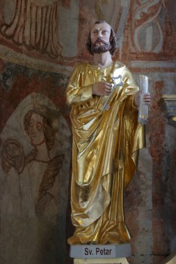 Saint Peter, statue on the high altar of Saint Valentine in the church of St. Brice of Tours in Kalnik, Croatia clipart