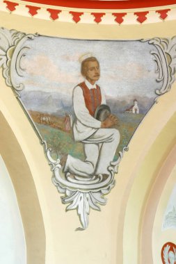 İşçi Aziz Isidore, Hırvatistan 'ın Bedekovcina kentindeki Saint Barbara kilisesinin tavanında fresk