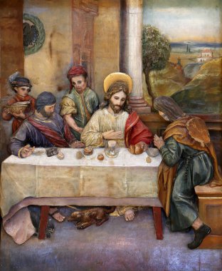 Matthew, Hırvatistan 'ın Stitar kentindeki Aziz Matthew Kilisesi' ndeki Aziz Anthony mihrabında İsa 'yı bir ziyafete davet etti.