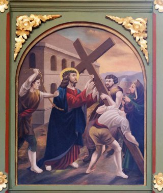 5 istasyonları haç, Simon Cyrene taşır, kilise Aziz Matthew Stitar, Hırvatistan