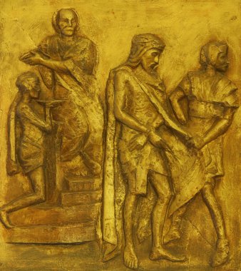 Çarmıhın Birinci İstasyonları, İsa ölüme mahkum edildi, Spansko, Zagreb, Hırvatistan 'daki Our Lady of Sorrows Kilisesi