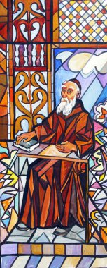 Saint Leopold Mandic, sketch for a stained glass window in the parish church of Saints Peter and Paul in Velika Gorica, Croatia clipart