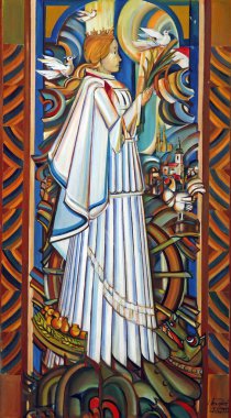 Aziz Catherine, Hırvatistan 'ın Komarevo kentindeki İskenderiyeli Aziz Catherine kilisesinin mihrabında sunak.