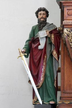 Aziz Paul, Hırvatistan 'ın Sunja kentindeki Aziz Mary Magdalene Kilisesi' nin sunağında heykel.