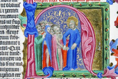 Eski bir İncil kitabında görüntü, Zagreb, Hırvatistan