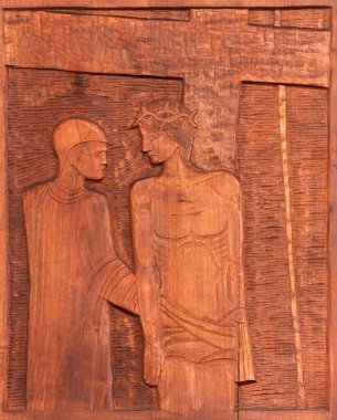 Çarmıhın 10. İstasyonları, İsa 'nın giysileri çıkarıldı, İşçi Aziz Yusuf Kilisesi Galdovo, Sisak, Hırvatistan' da