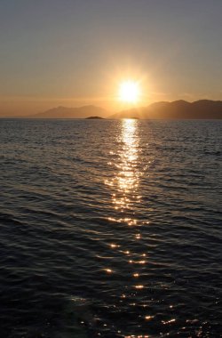 Denizde gün batımı, Korcula Adası, Hırvatistan