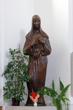 Meryem 'in Günahsız Kalbi, Hırvatistan' ın Petrinja kentindeki Aziz Lawrence Kilisesi 'nde heykel