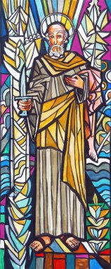 Aziz Bartholomew, Hırvatistan 'ın Velika Gorica kentindeki Aziz Peter ve Paul kilisesinin vitraylı penceresinin çizimi.