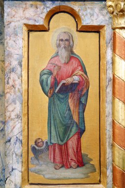 Evangelist Aziz Matthew, Hırvatistan 'ın Sveta Nedelja kentindeki Kutsal Üçlü Kilisesi' nin mihrabı.