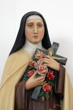Lisieux 'lu Aziz Therese, Hırvatistan' ın başkenti Zagreb 'deki Aziz Teresa Kilisesi' nde heykel