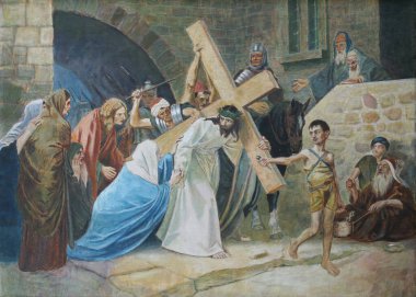 Çarmıhın 4. İstasyonları, İsa 'nın Annesi, İsa' nın Kutsal Kalbi Kilisesi, Zagreb, Hırvatistan 'da Salata ile Tanıştı