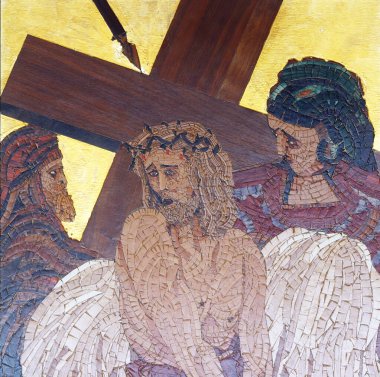 Çarmıhın 10. İstasyonları, İsa 'nın giysileri çıkarıldı, Hırvatistan' ın Velika Gorica kentindeki Kutsal Aloysius Stepinac Kilisesi.