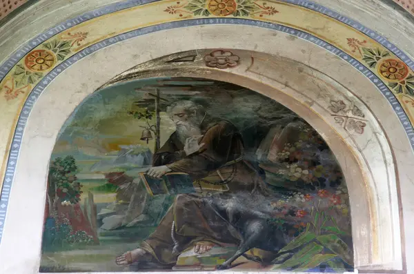 Ermiş Aziz Anthony, Ludina 'daki Aziz Mikail Kilisesi' nin freski.