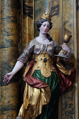 Hırvatistan 'ın Kotari kentindeki Noblac' lı Aziz Leonard Kilisesi 'nde Aziz Barbara Anıtı.