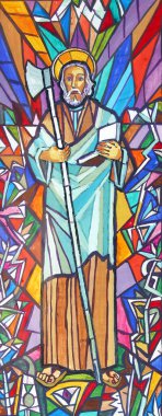 Aziz Matthew, Hırvatistan 'ın Velika Gorica kentindeki Aziz Peter ve Paul kilisesinin vitraylı penceresinin çizimi.