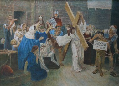 Çarmıhın 8. İstasyonları, İsa Kudüs 'ün kızları, İsa' nın Kutsal Kalbi Kilisesi, Zagreb ve Hırvatistan 'da Salata ile buluştu.