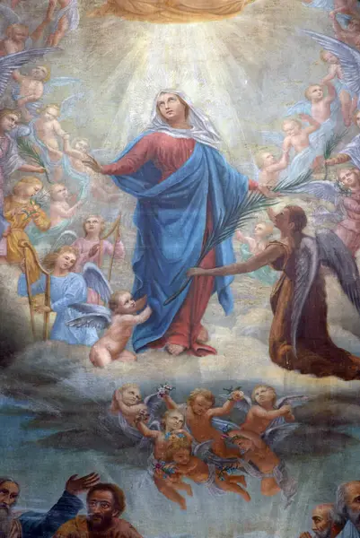 Meryem 'in varsayımı, Hırvatistan' ın Pag kentinde Bakire Meryem 'in Varsayımı kilisesinde resim yapmak.