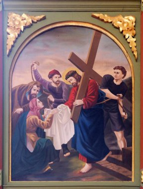 6 istasyonları haç, Veronica İsa, kilise Aziz Matthew Stitar, Hırvatistan karşısında mendil.