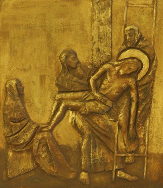 Çarmıhın 13. İstasyonları, İsa 'nın cesedi çarmıhtan çıkarıldı, Hırvatistan' ın başkenti Zagreb 'deki Our Lady of Sorrows kilisesi.