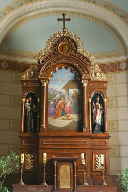 Hırvatistan 'ın Resnik kentindeki Bakire Meryem Kilisesi' ndeki Kutsal Üç Kral Sunağı.