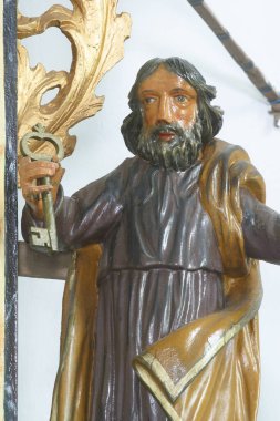Aziz Peter, Hırvatistan 'ın Strmac kentindeki Kutsal Bakire Meryem Kilisesi' nin sunağında heykel.
