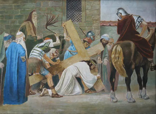 Çarmıhın 3. İstasyonları, İsa ilk kez düştü, İsa 'nın Kutsal Kalbi Kilisesi, Zagreb, Hırvatistan' da Salata