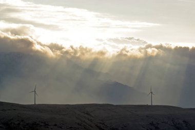 Hırvatistan 'ın Pag adasında elektrik üretimine yönelik rüzgar değirmenleri