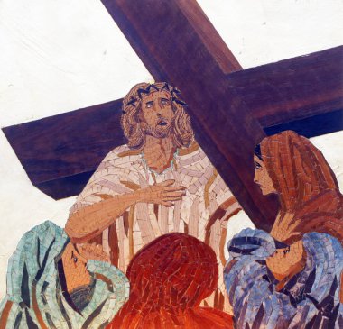 7. Haç İstasyonları, İsa ikinci kez düştü, Hırvatistan 'ın Velika Gorica kentindeki Kutsal Aloysius Stepinac Kilisesi