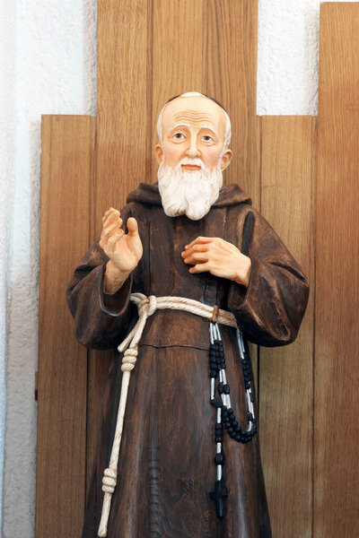 Saint Leopold Mandic, statue in the parish church of Saint Maximilian Kolbe in Bijenik, Zagreb Croatia