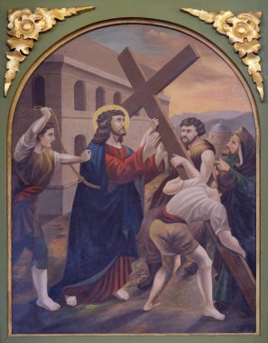 5 istasyonları haç, Simon Cyrene taşır, kilise Aziz Matthew Stitar, Hırvatistan